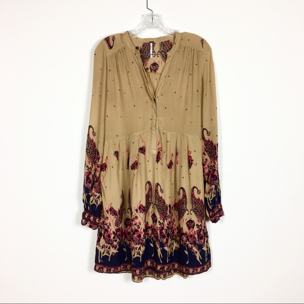 Free People Floral Paisley Long Sleeve Tunic Dress